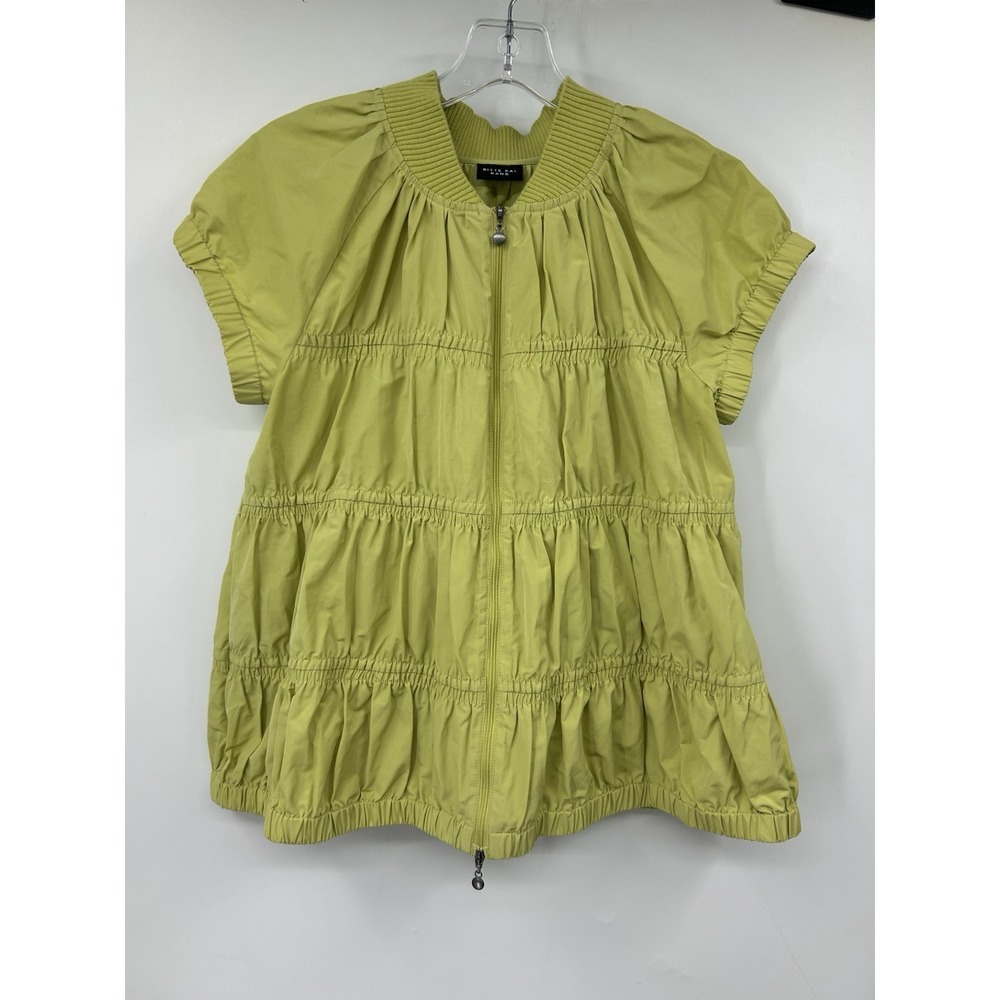 Bitte Kai Rand Cotton Poplin Pleated Jacket Chartreuse Green Small 242-2380